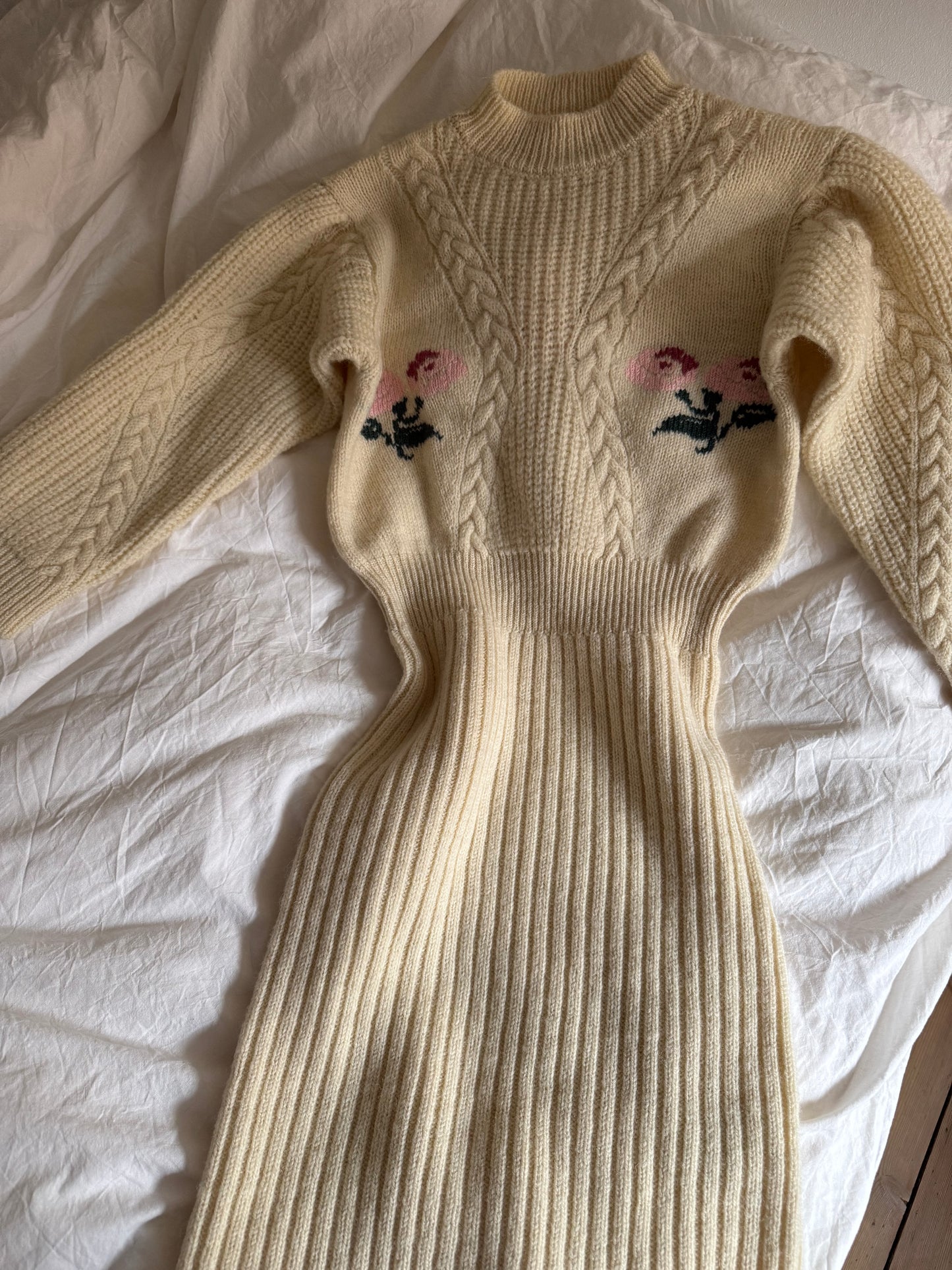 Rouje Knitted Dress with Flower Embroidery