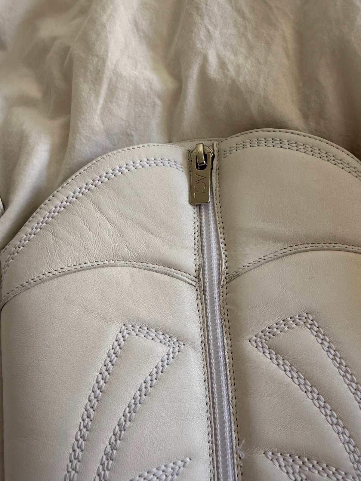 AGL Kristen Mcmenamy White Leather Cowboy Boots