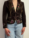 Diane Von Furstenberg Embroidered Velvet Tie Front Blazer