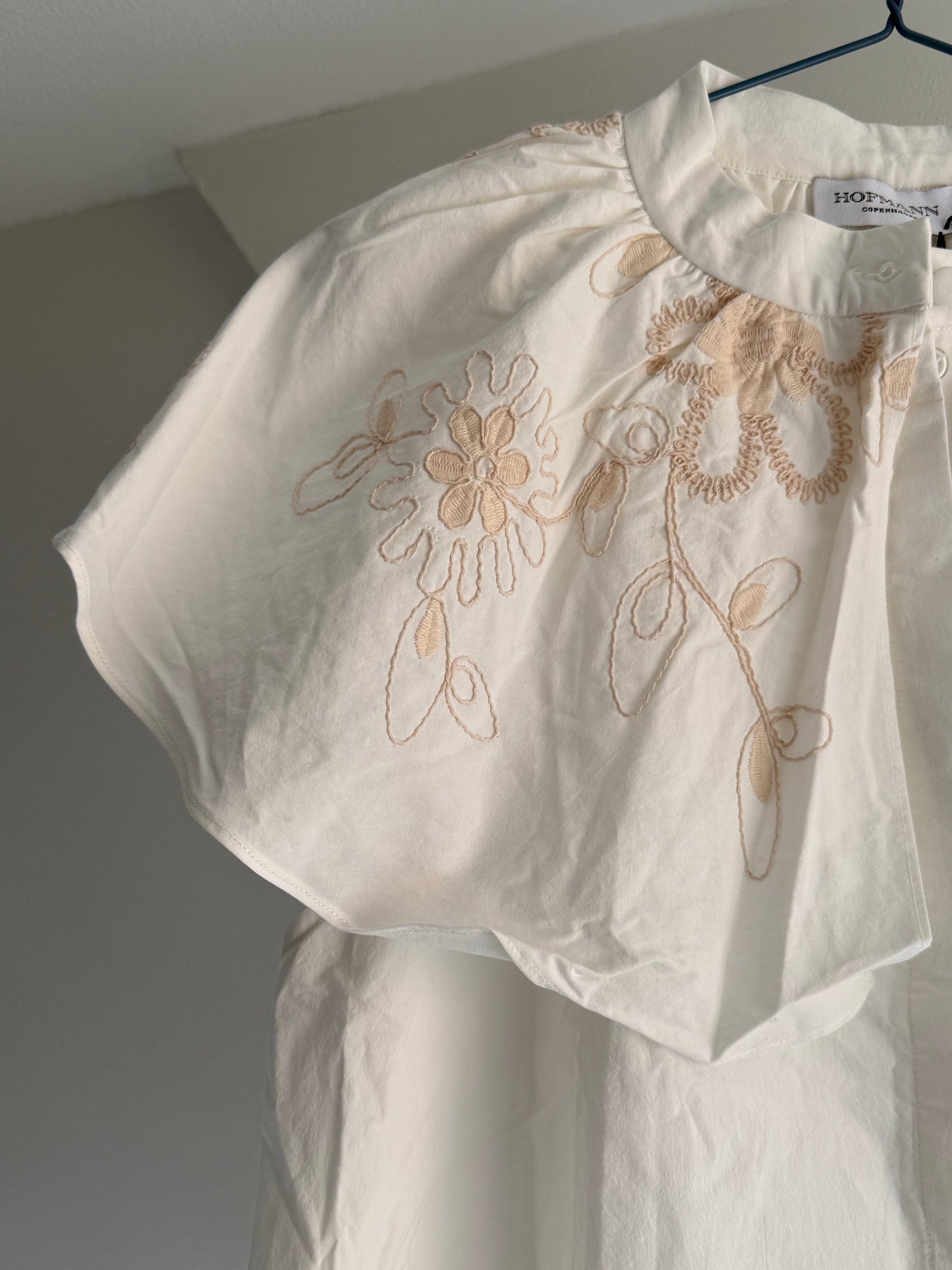 Hofmann Copenhagen Embroidered Cotton Cape Blouse