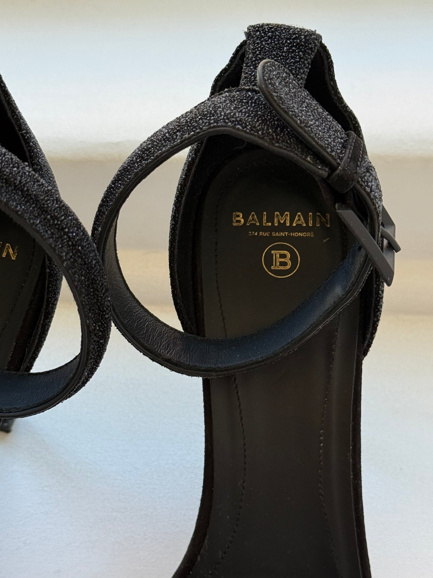 Balmain Open Toe Sandals with Glitter Detailing