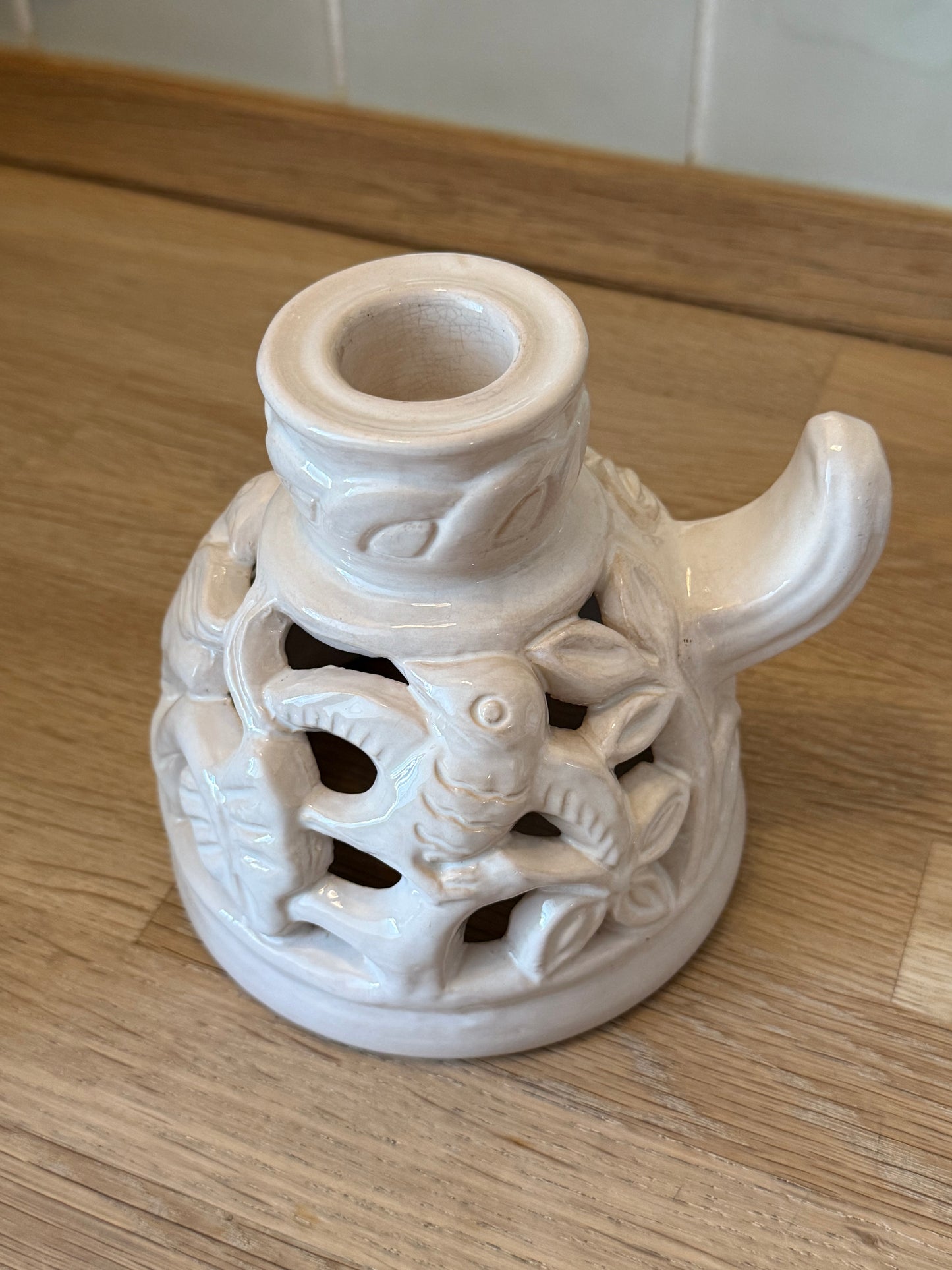 Vintage L. Hjorts Ceramic Set with Bowl and Candle Holder c. 1960s