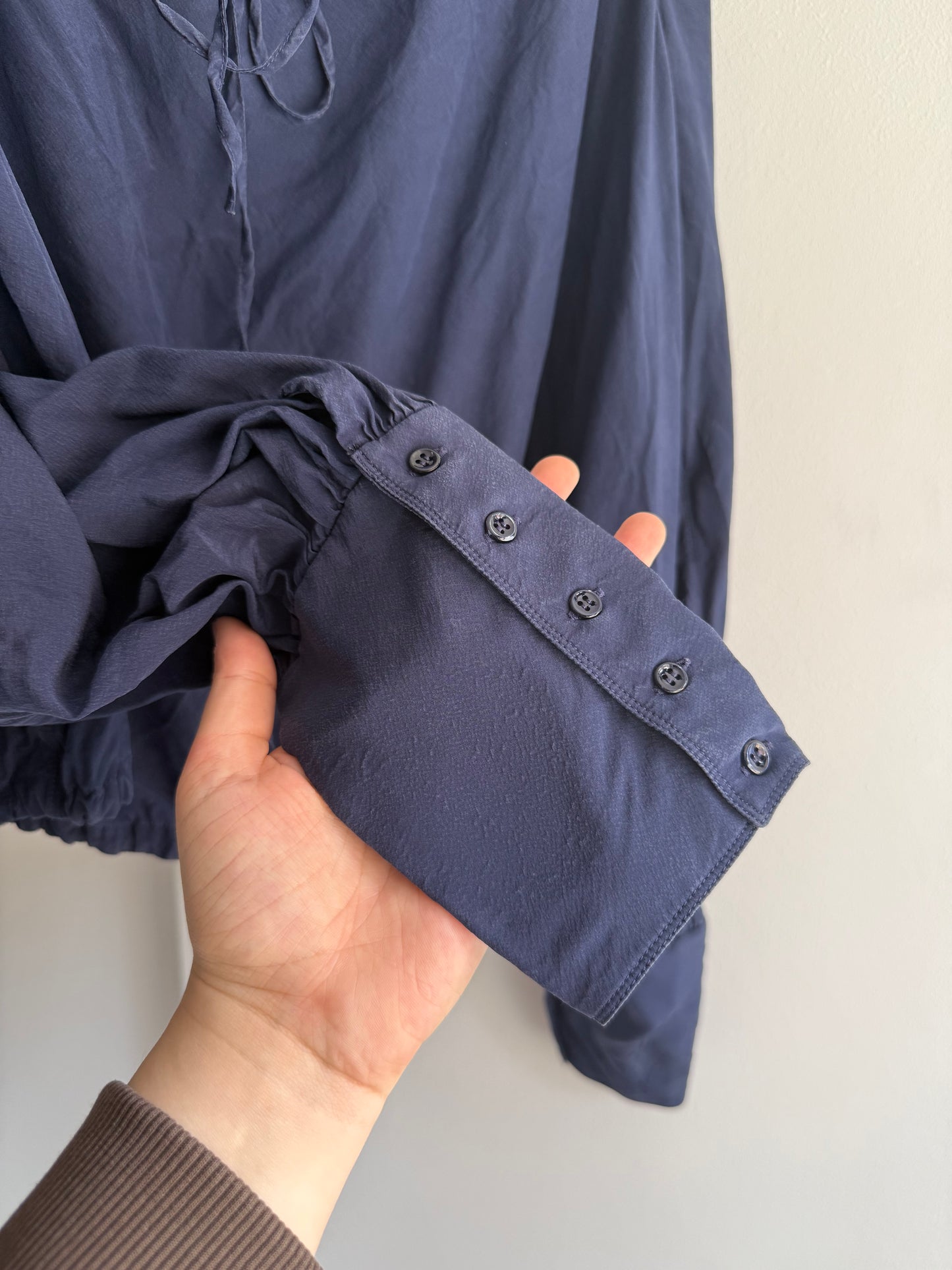 Vintage Yves Saint Laurent Navy Silk Top