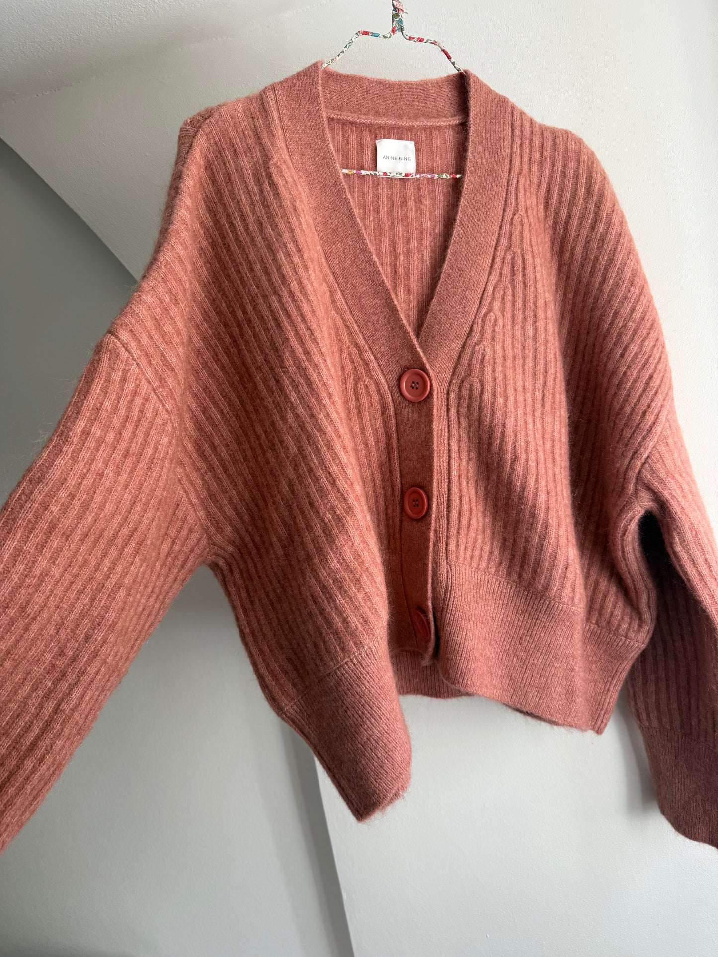Anine Bing Pink Mohair Blend Cardigan