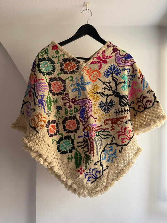 Las Niñas Poncho with Animal Motives