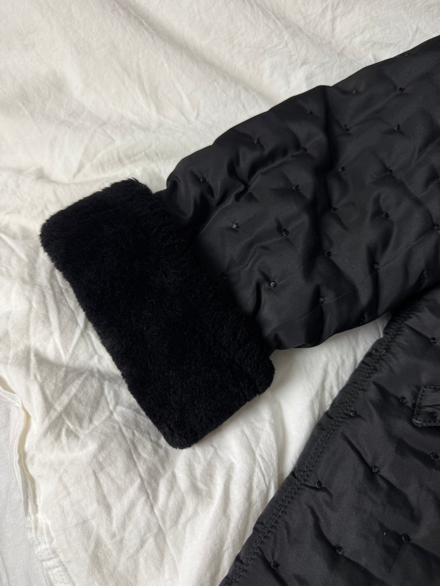 Rare Vintage Elisa Sori Quilted Coat with Soft Faux Shearling