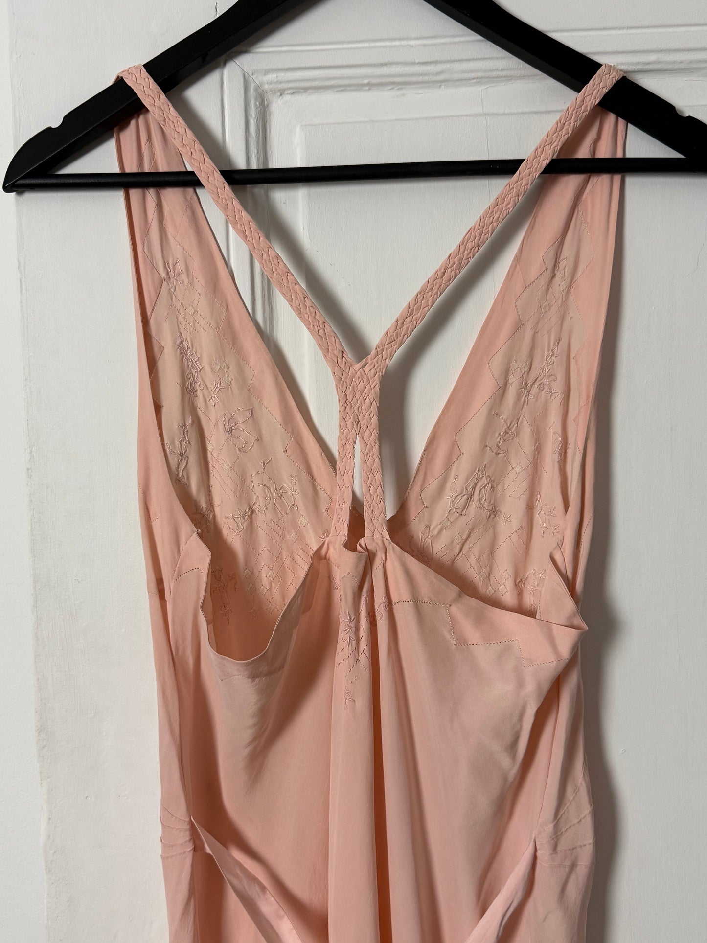 Vintage Rare Pink Slip in Dress with Belt
