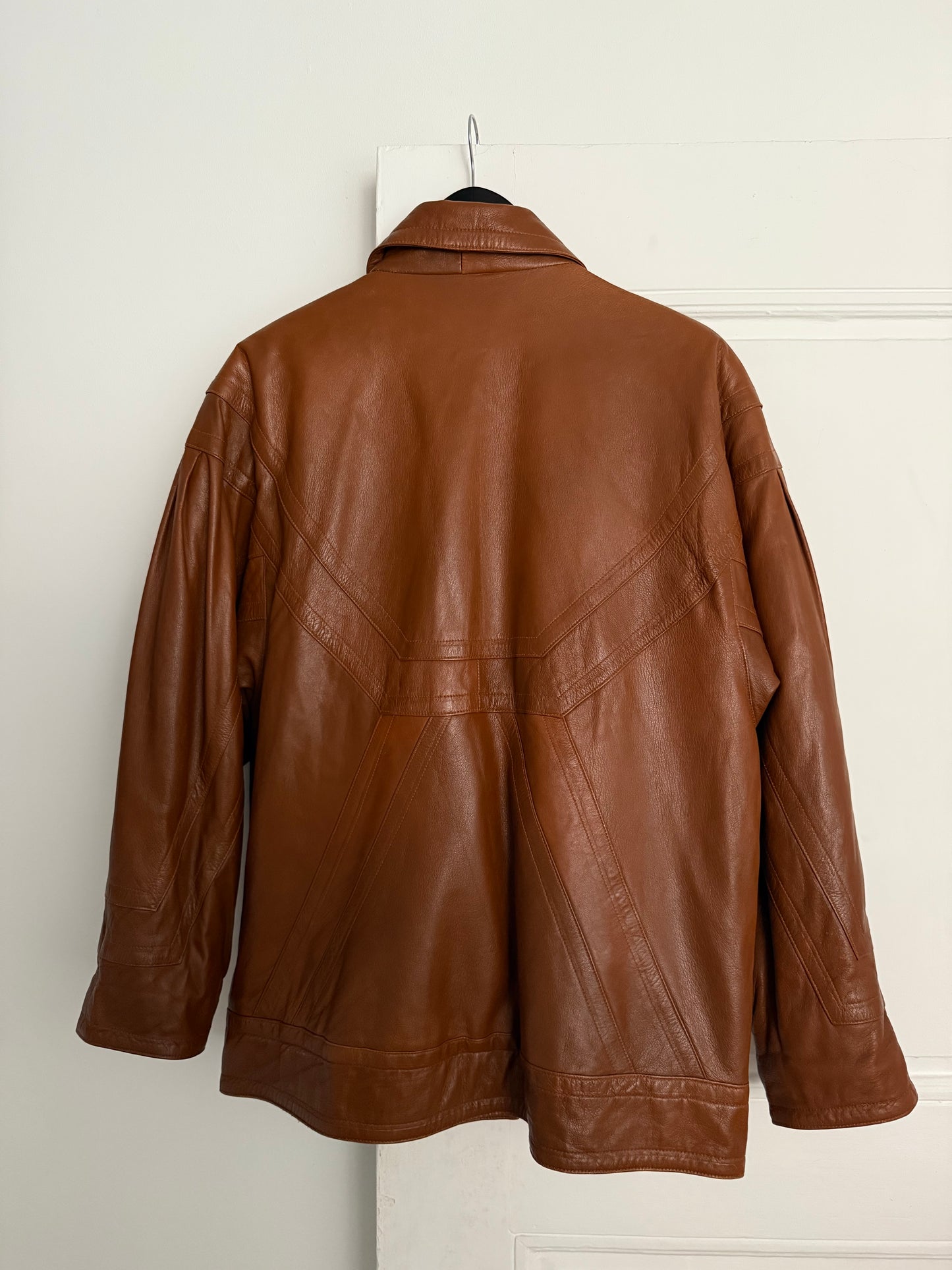 Vintage Dija Cognac Brown Oversized Leather Jacket