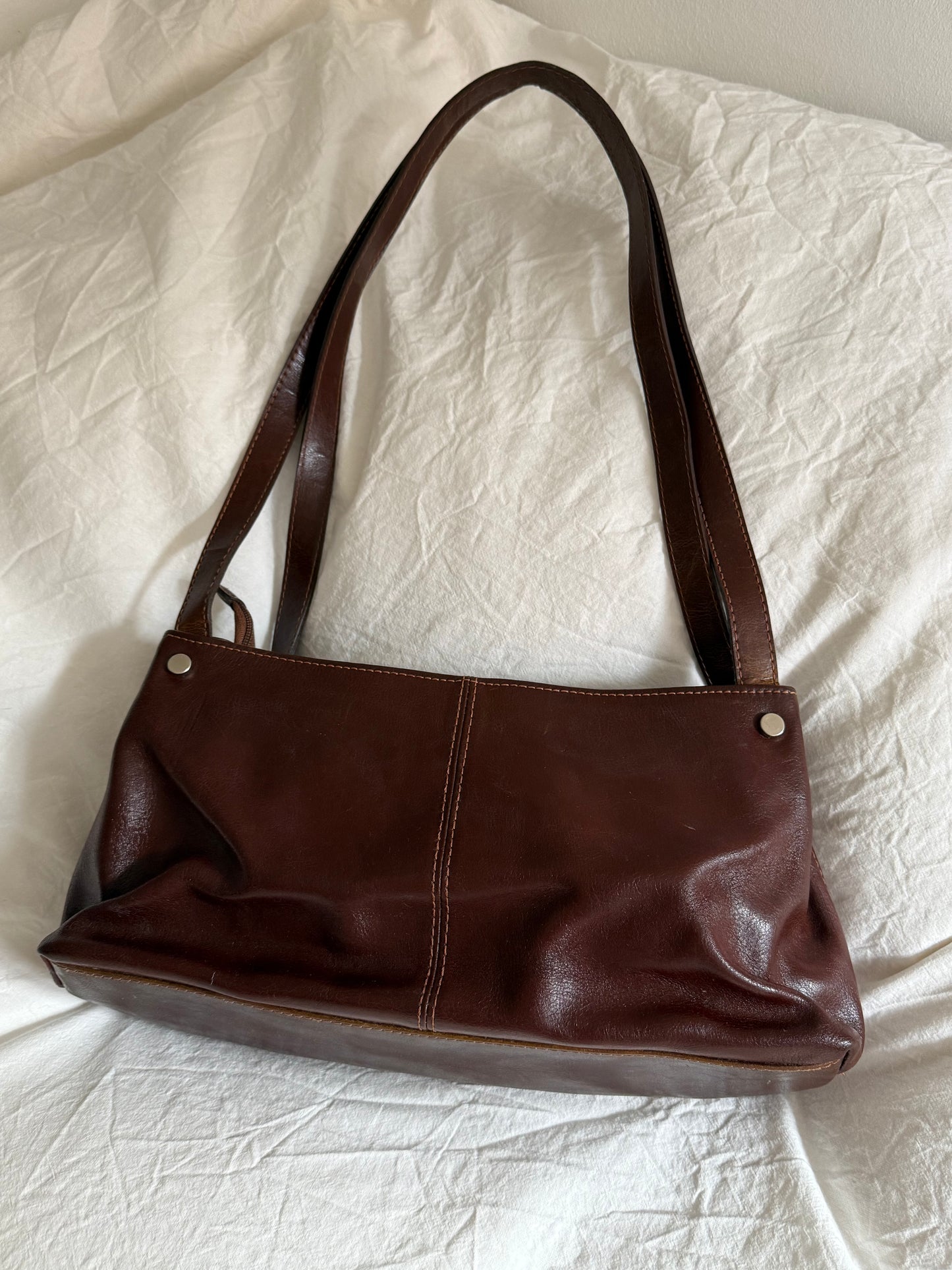 Vintage 90s Leopard Pony Hair Leather Shoulder Bag