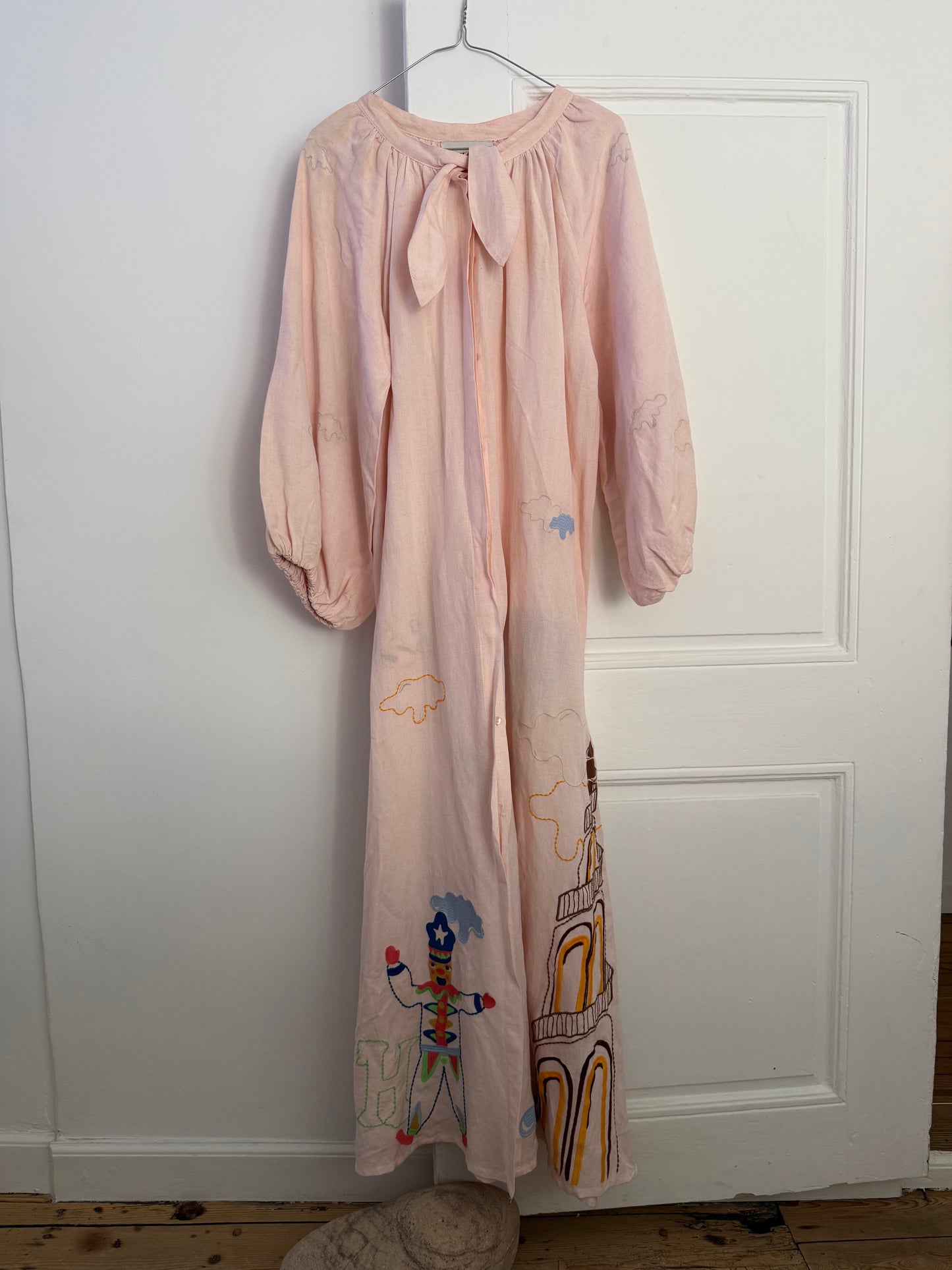 Helmstedt Pink Embroidered Linen-Blend Maxi Dress