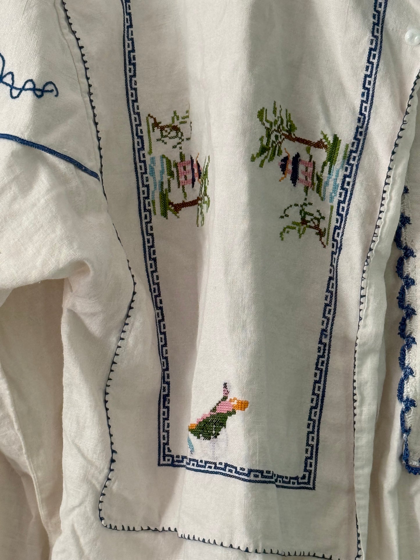 Vintage Embroidered High Neck Butterfly Blouse
