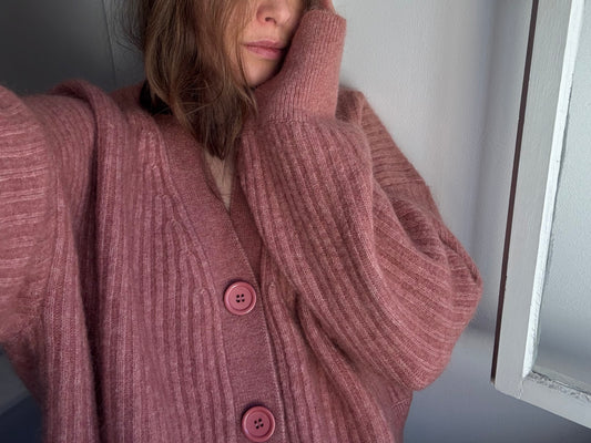 Anine Bing Pink Mohair Blend Cardigan