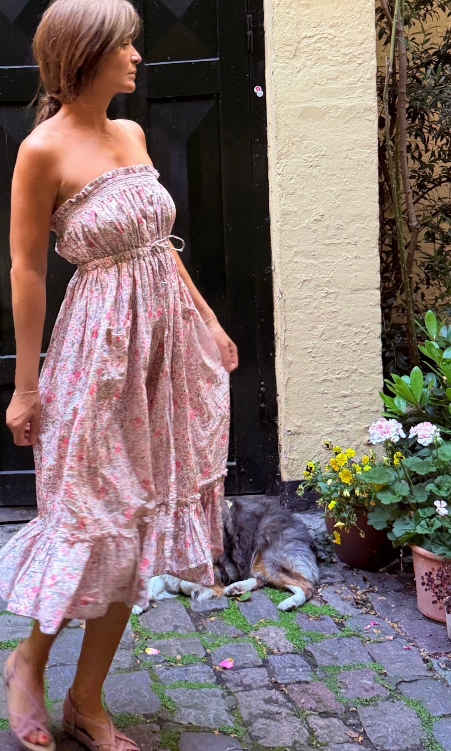Batsheva x Laura Ashley Strapless Flower Dress