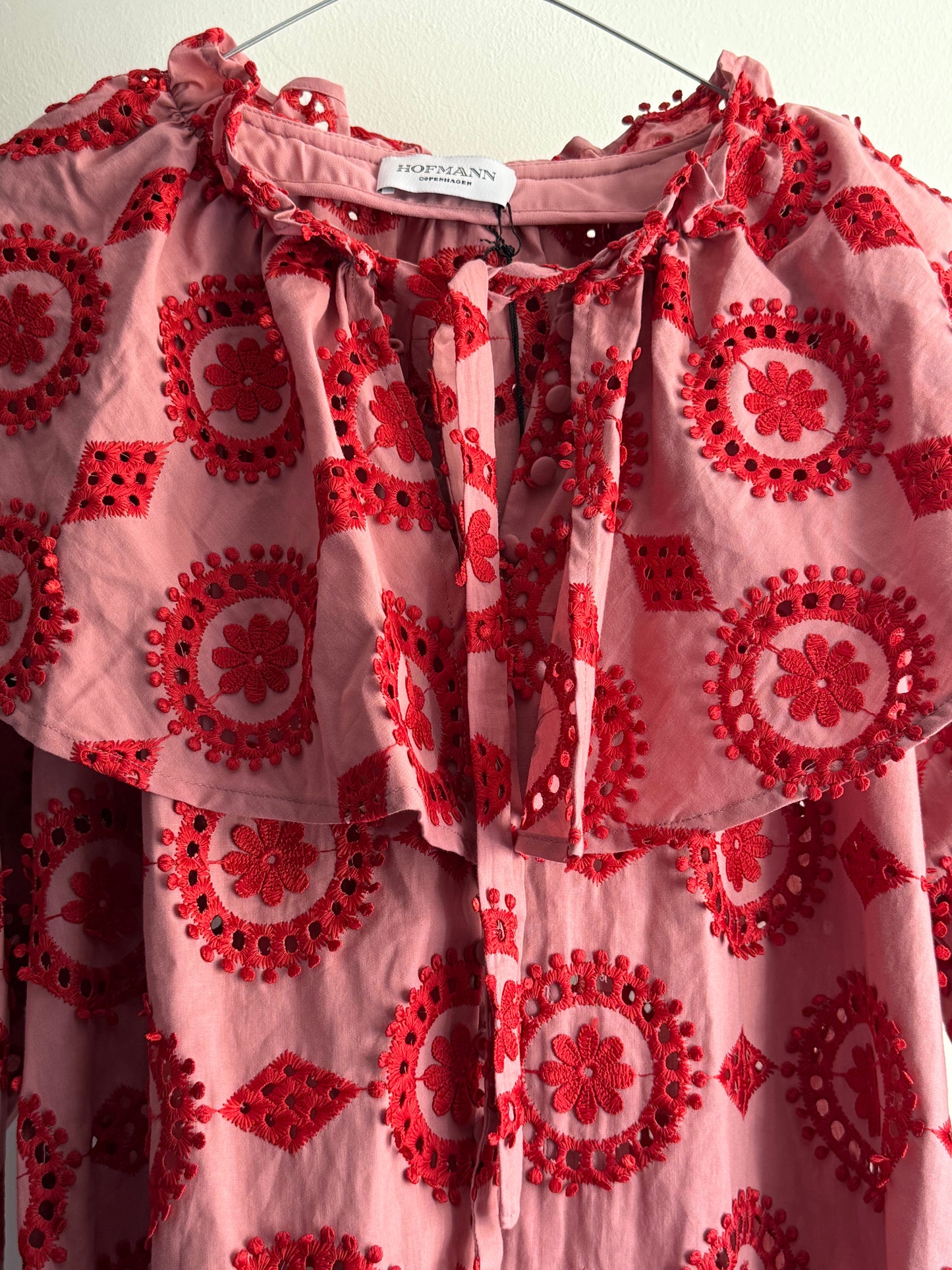 Hofmann Copenhagen Pink Blouse with Red Embroidery
