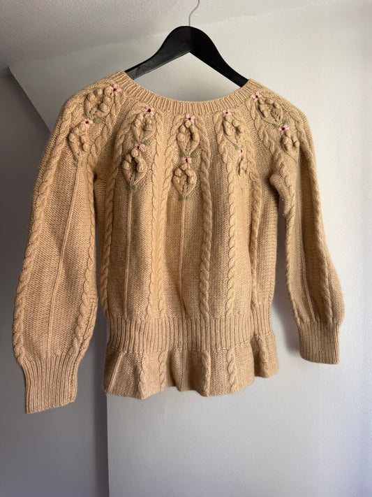Vintage Cashmere Sweater with Flower Details