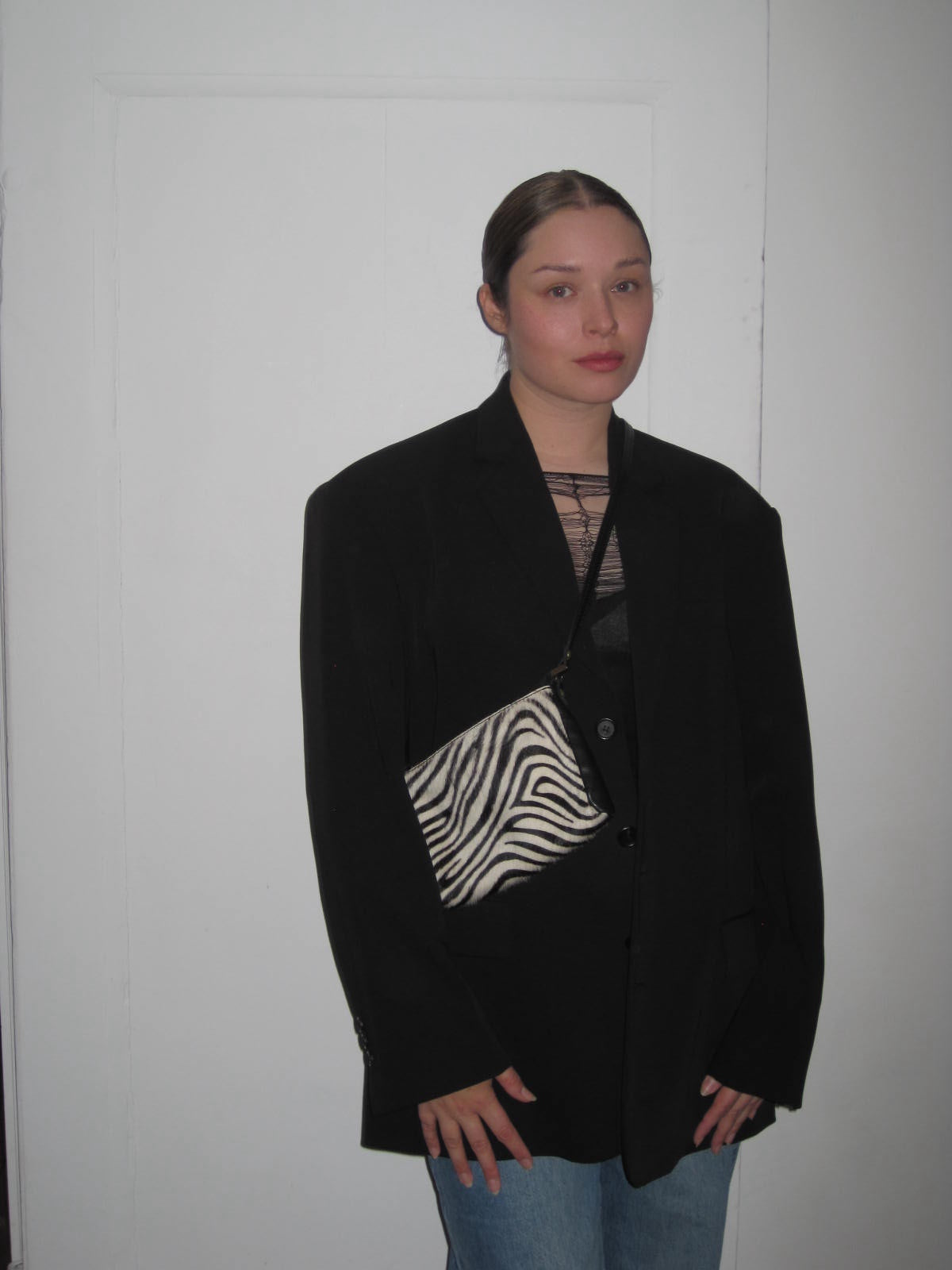 Vintage Rare Zebra Print Calf Hair Crossbody Bag