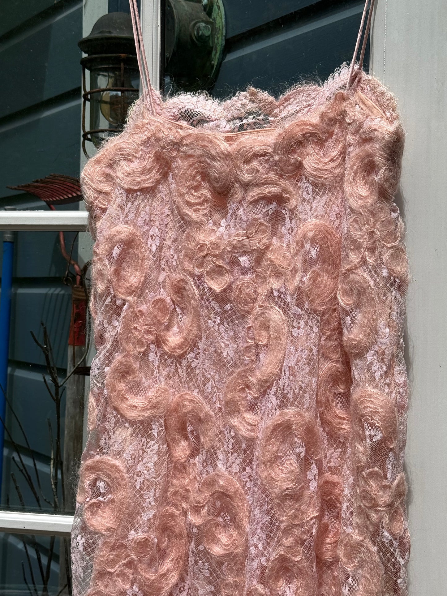 Vintage Blush 3D Floral Slip Dress