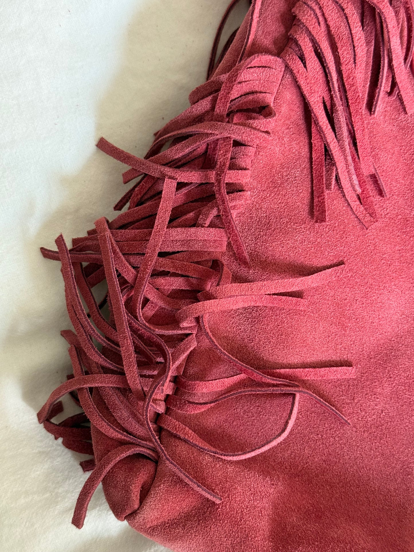 Maje Pink Suede Fringe Tote Bag