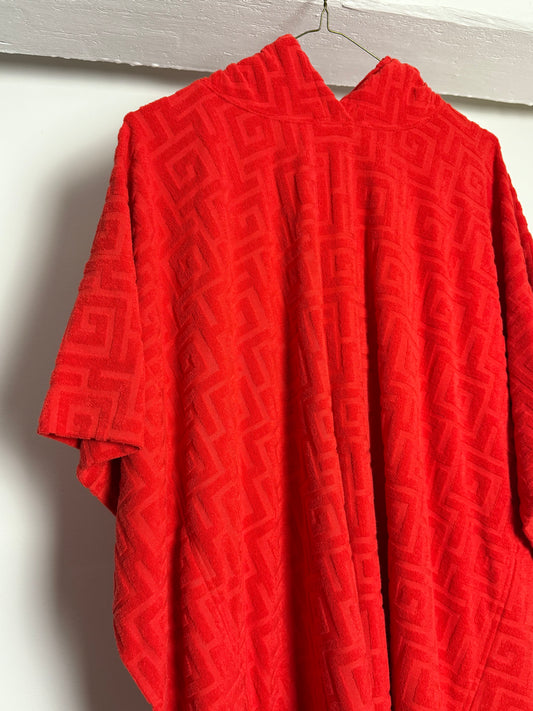 Gianni Bini x DANNIJO Red Textured Hooded Bikini Cover Up with Oversized Fit
