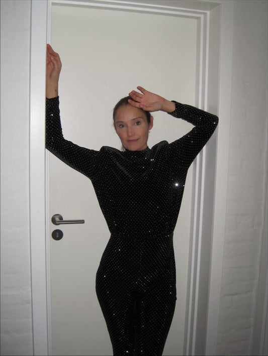 Nadine Merabi Shimmering Jumpsuit with Flared Trousers