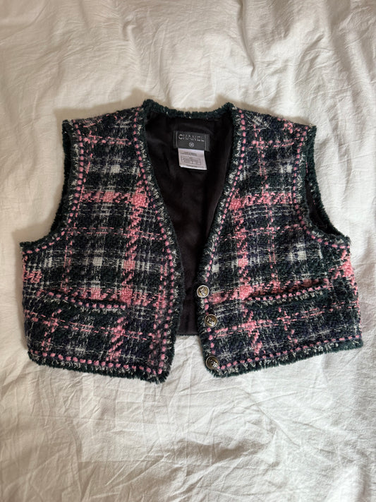 Vintage Chanel Fall 2004 Wool Blend Tweed Vest
