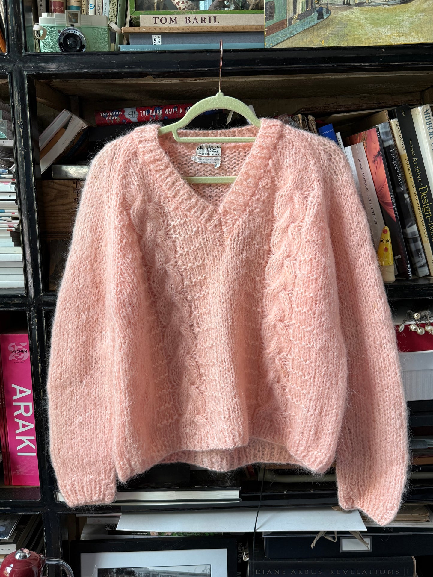 Vintage Hand Knit Cable Mohair Blend Sweater