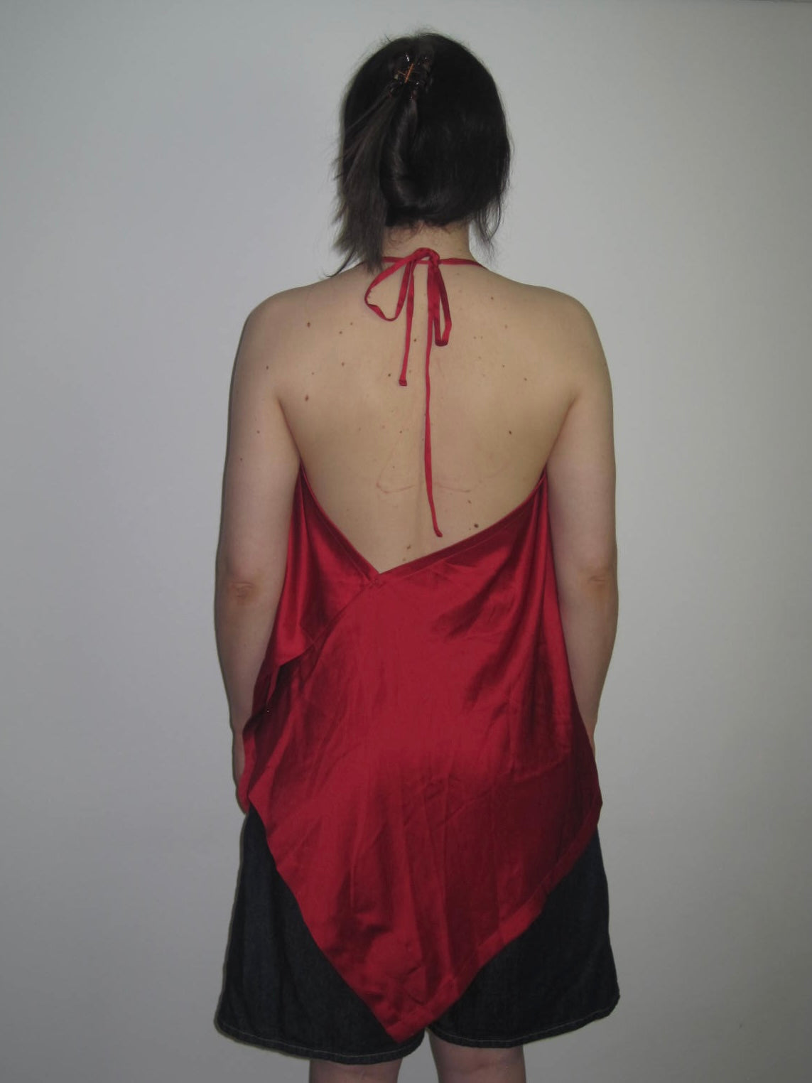 Y-3 Yohji Yamamoto Red Draped Open Back Top