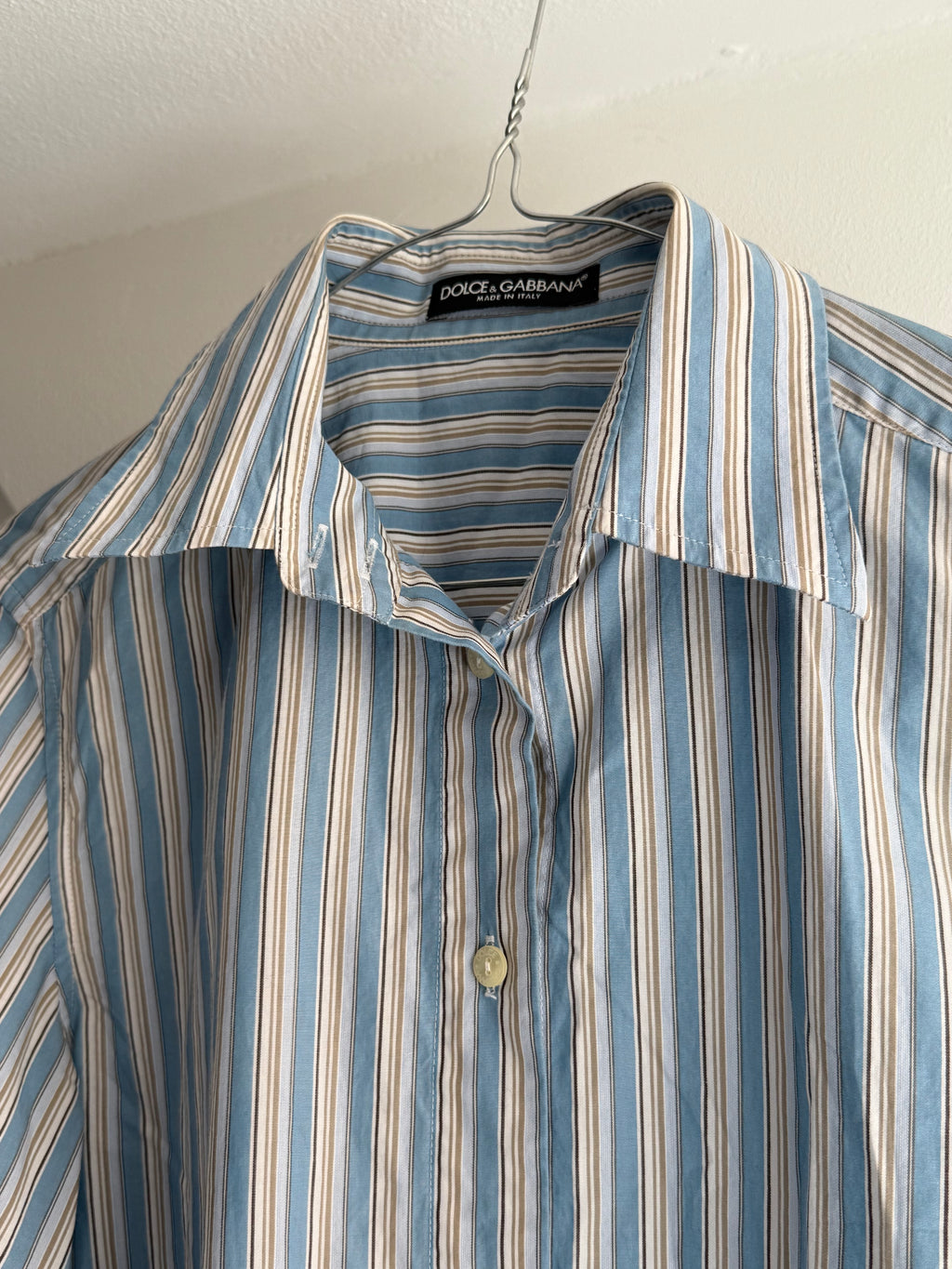 Vintage Dolce & Gabbana Blue Striped Button Up Shirt
