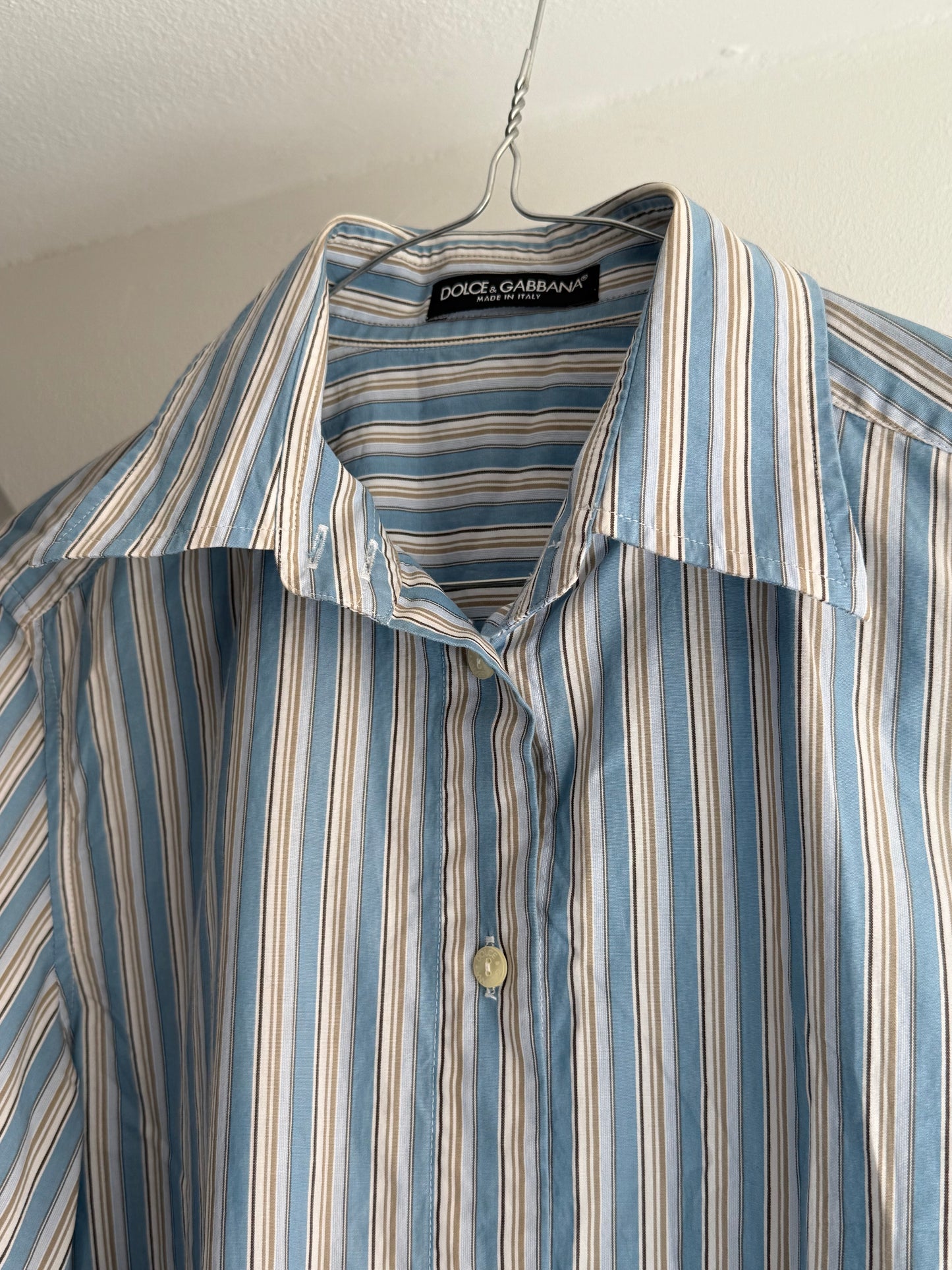 Vintage Dolce & Gabbana Blue Striped Button Up Shirt