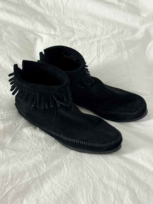 Minnetonka Fringe Moccasin Ankle Boots