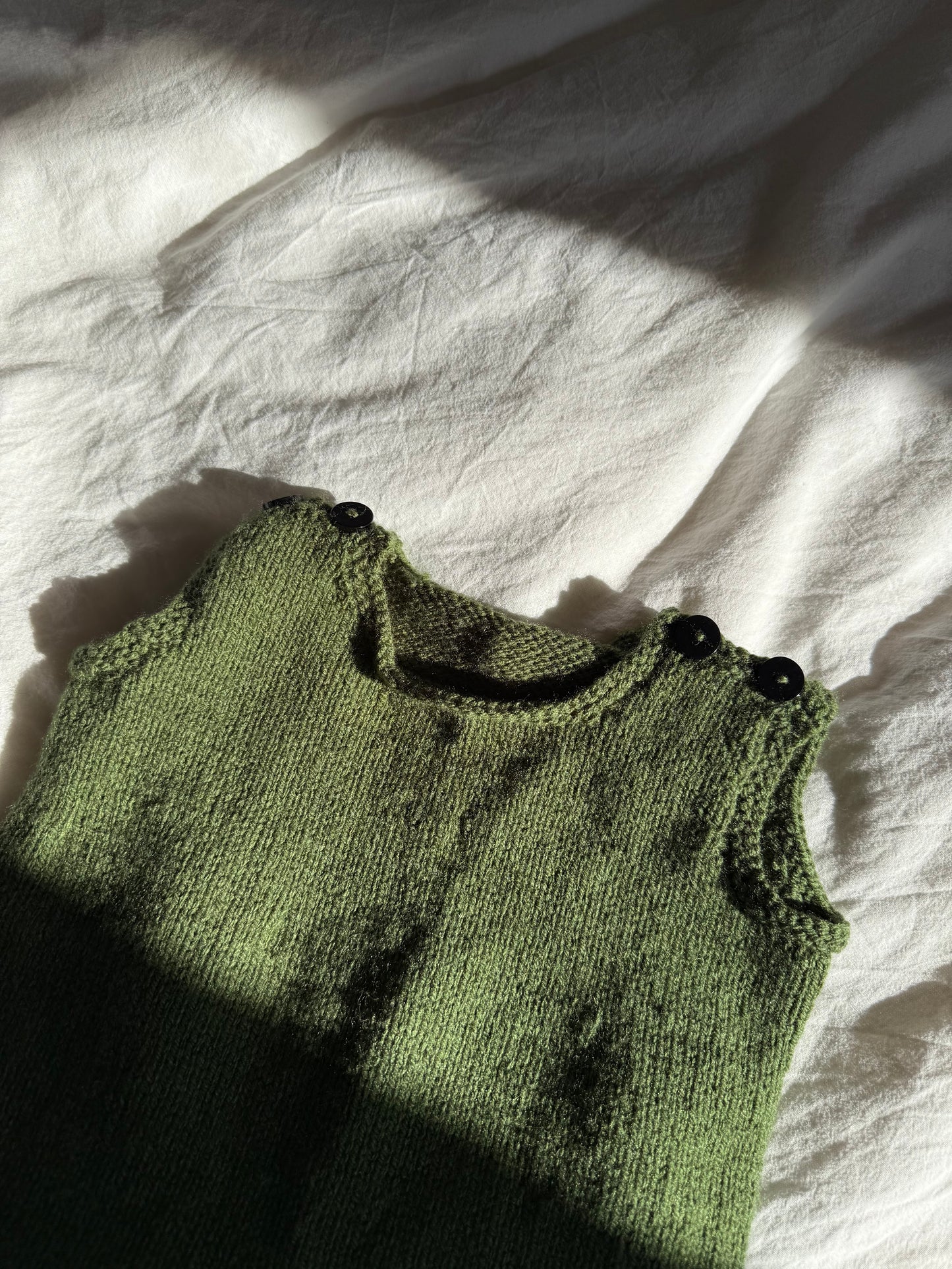 Vintage Handknit Baby Romper with Heart Details