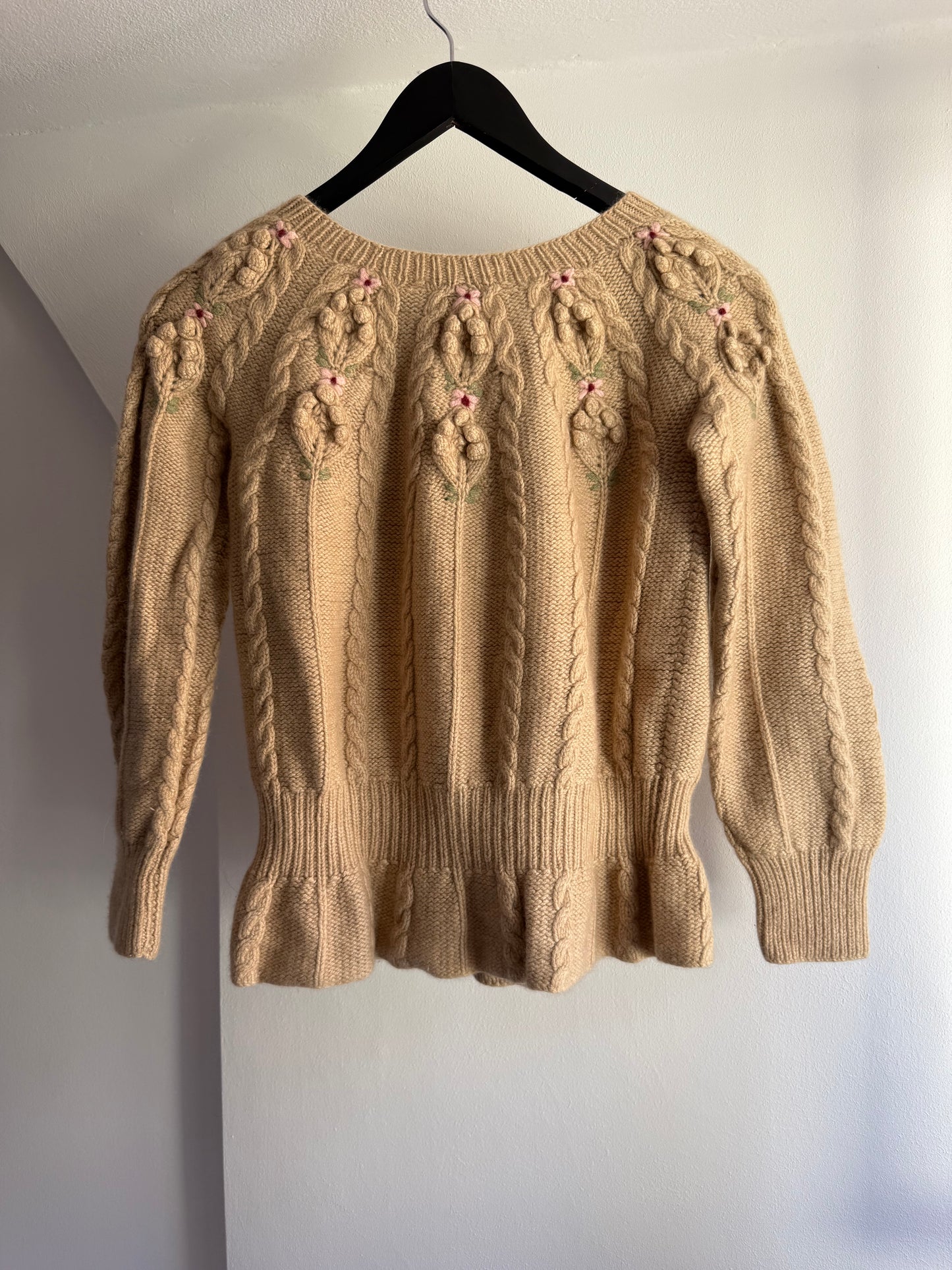 Vintage Cashmere Sweater with Flower Details