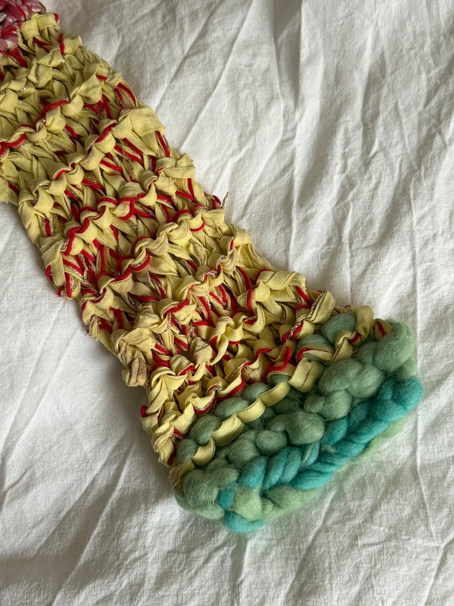 Vintage Rare Crochet Multicolored Scarf