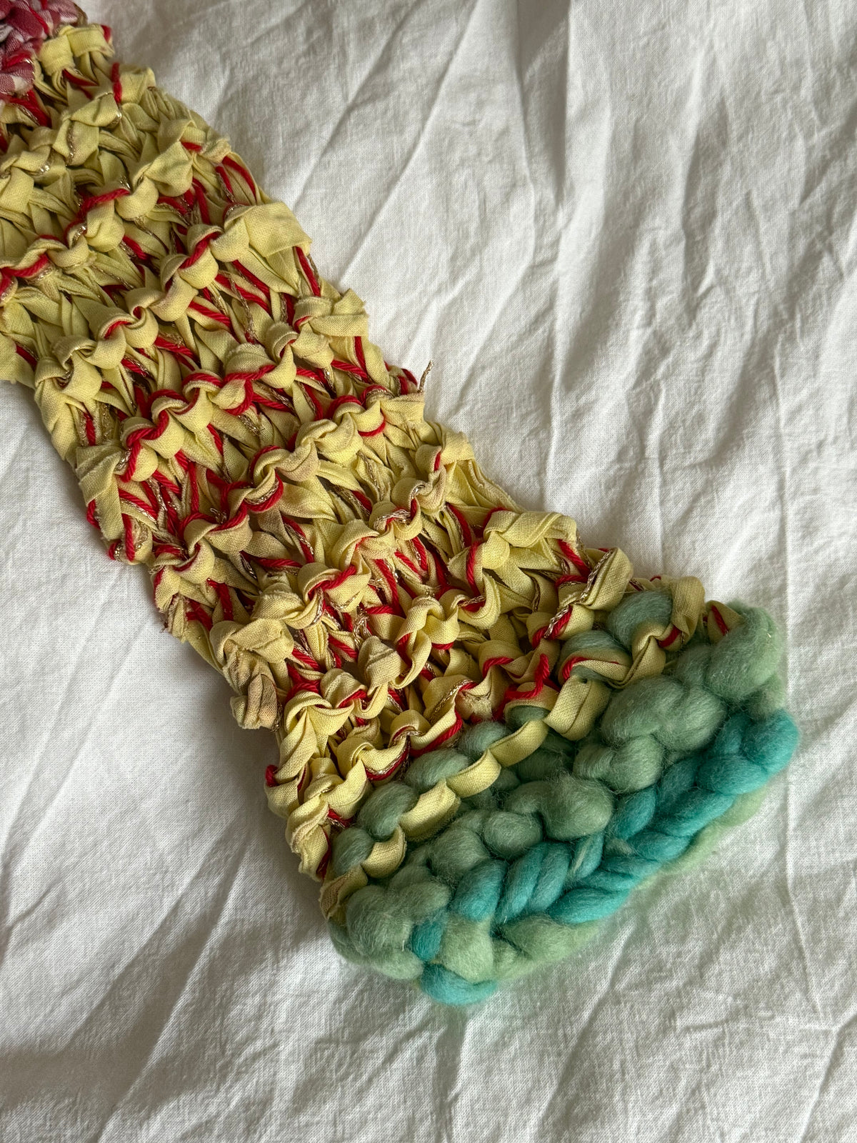 Vintage Rare Crochet Multicolored Scarf