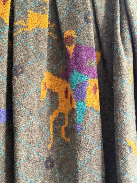 Vintage Rare Mondi Equestrian Wool Midi Skirt