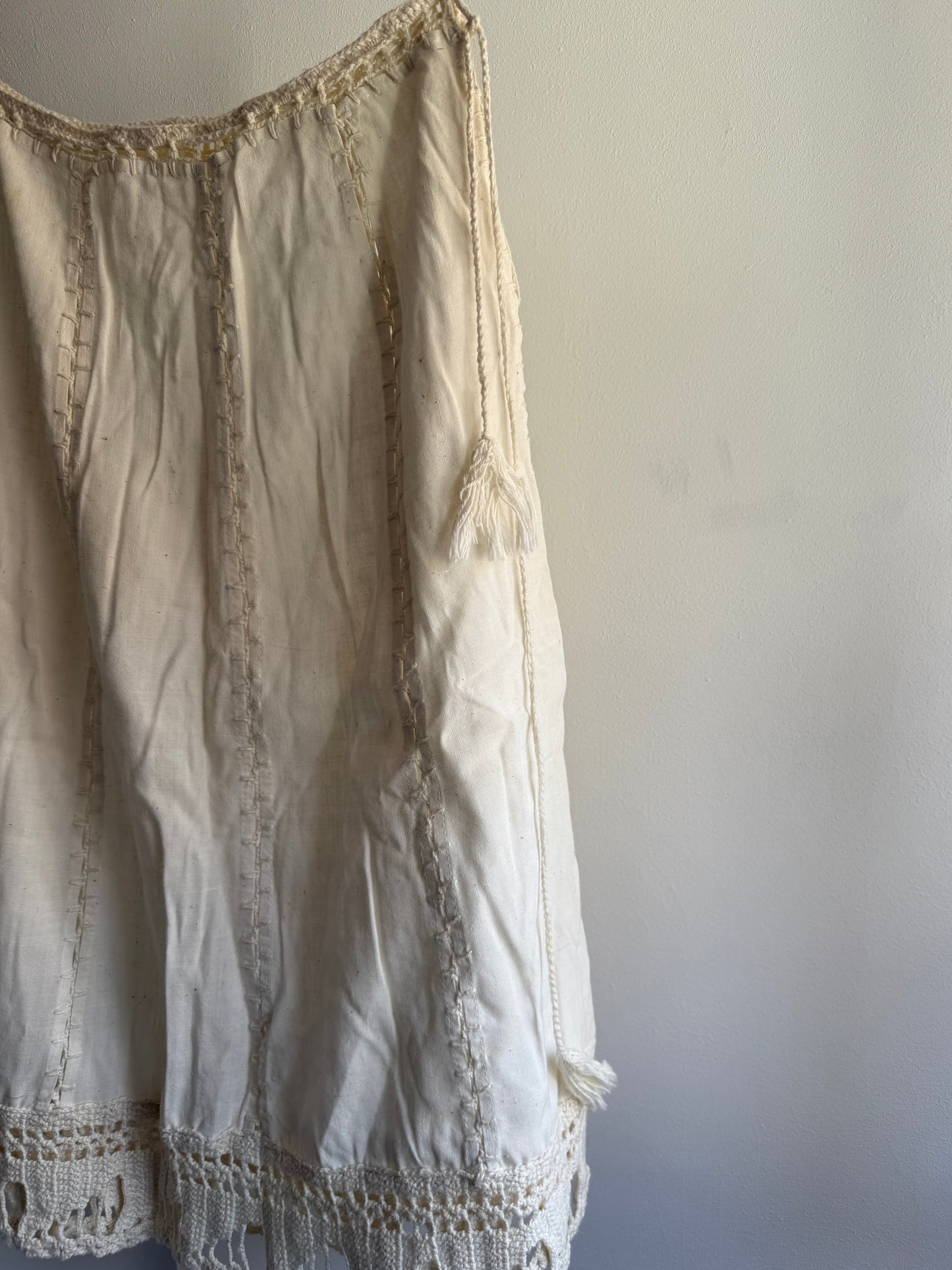 Vintage Linen Blend Crochet Trim Skirt