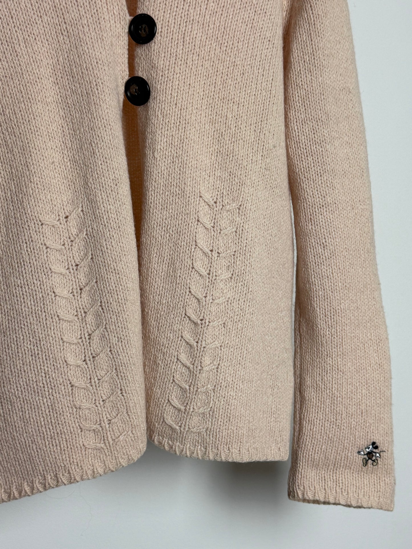 Vintage Donaldson Knit Cardigan With Collar and Button Front and Embroidered Mickey Detail