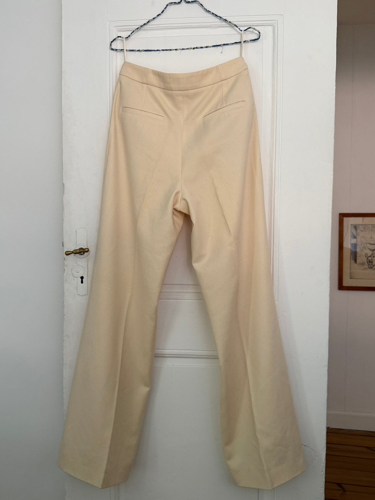Vintage Chanel Cream Wool and Cashmere Tailored Trousers with Signature Button Detail