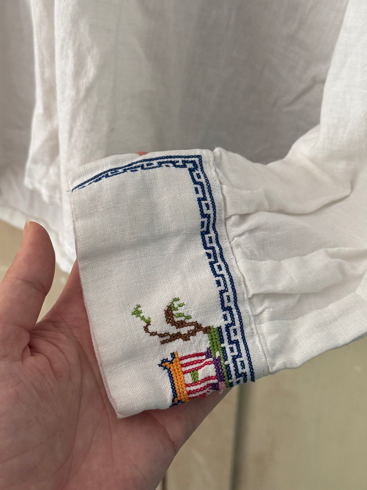 Vintage Embroidered High Neck Butterfly Blouse
