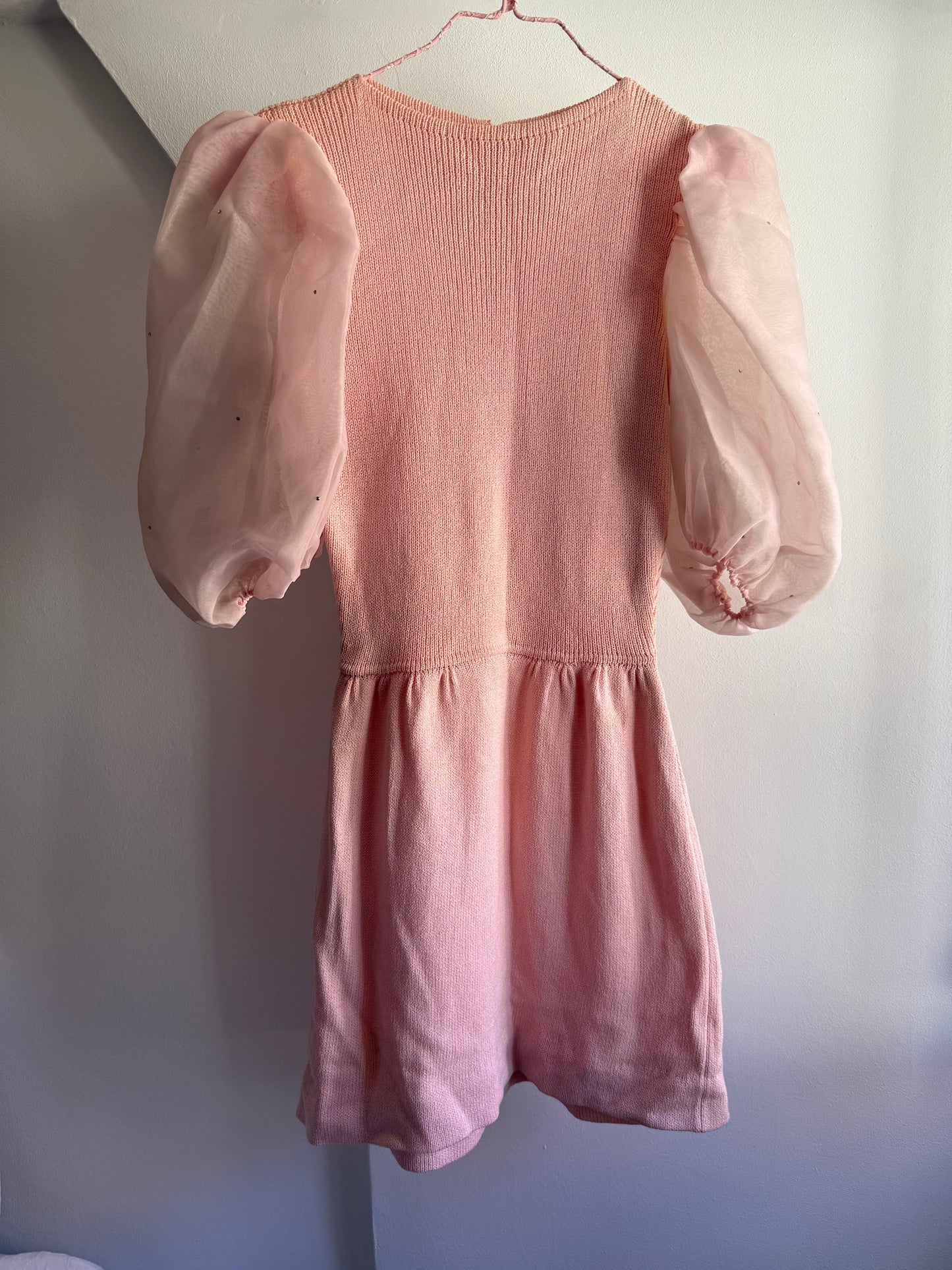 Vintage Blush Puff Sleeve Knit Dress