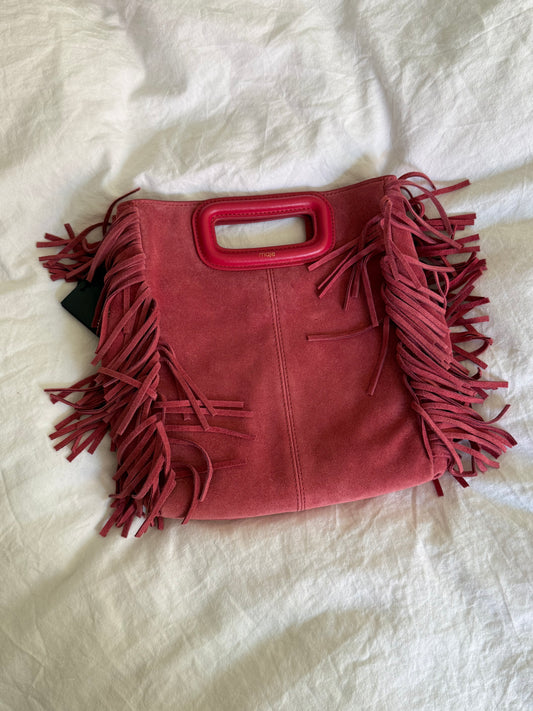 Maje Pink Suede Fringe Tote Bag