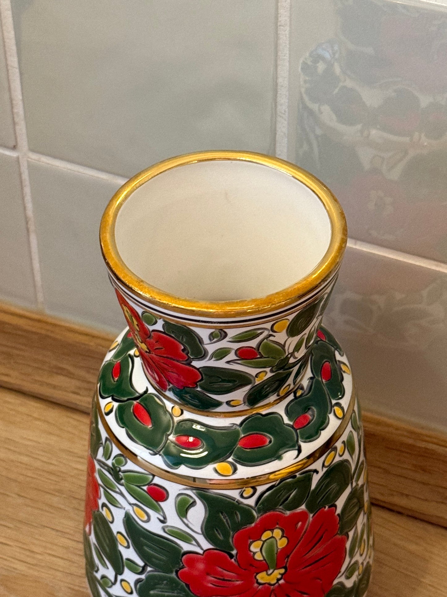 Vintage Hand Painted Floral Porcelain Vase