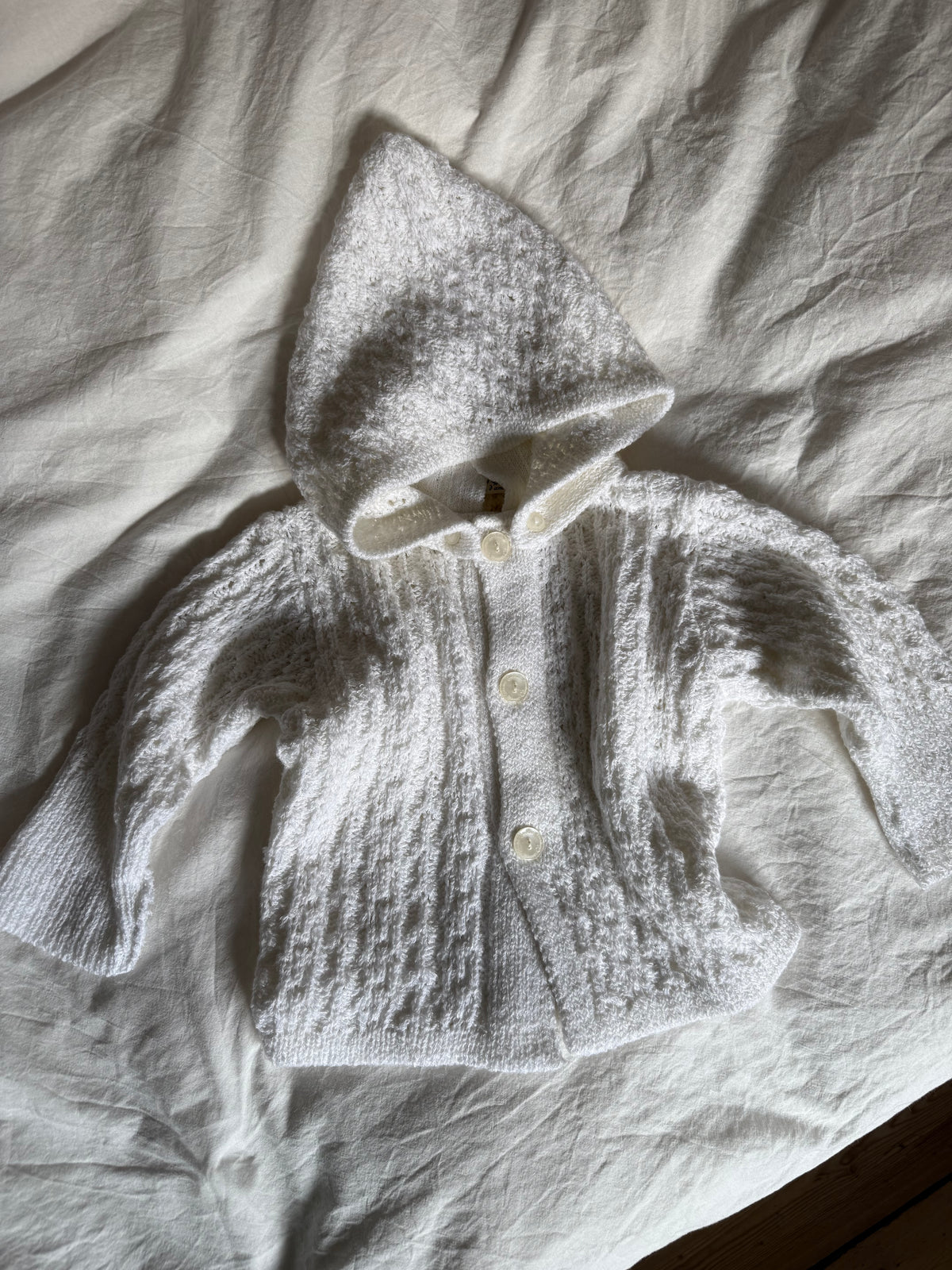 Vintage Baby Knitted Cardigan with Detachable Hood