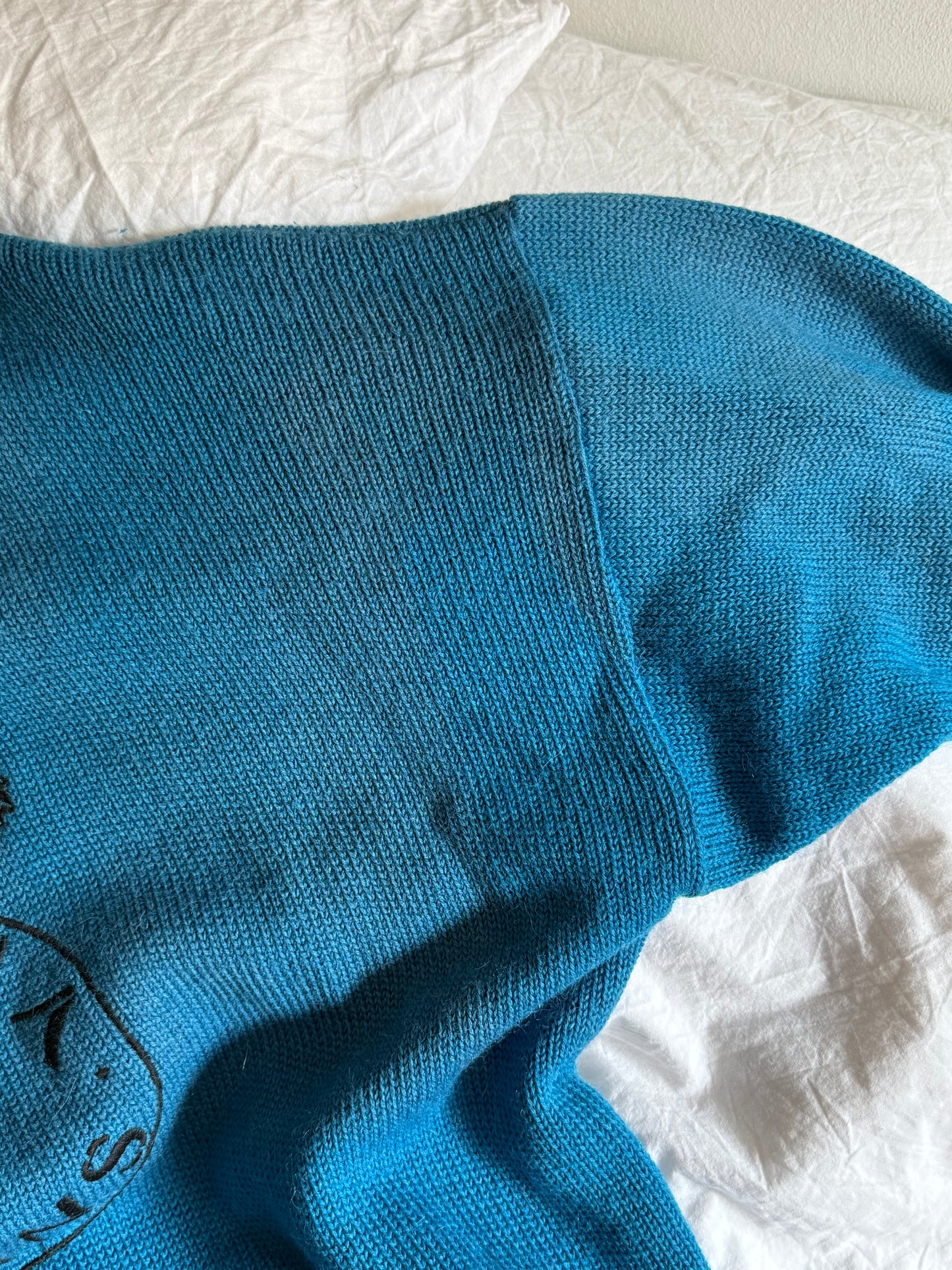 Vintage Krizia Wool Sweater with Jaguar and Logo Embroidery