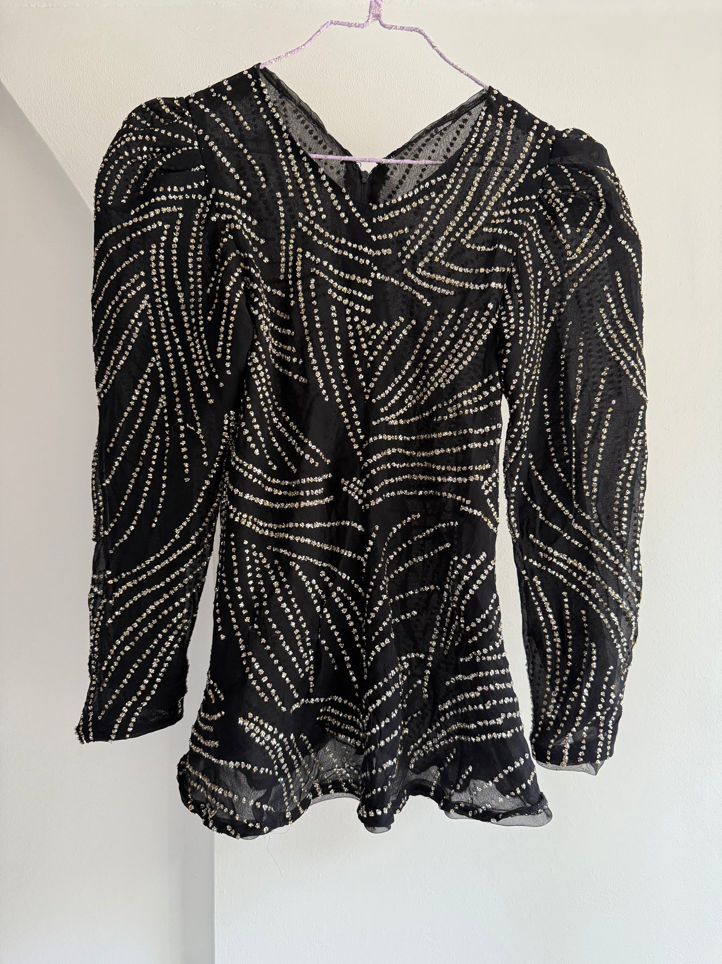 Vintage Glitter Top with Waist Defined Silhouette