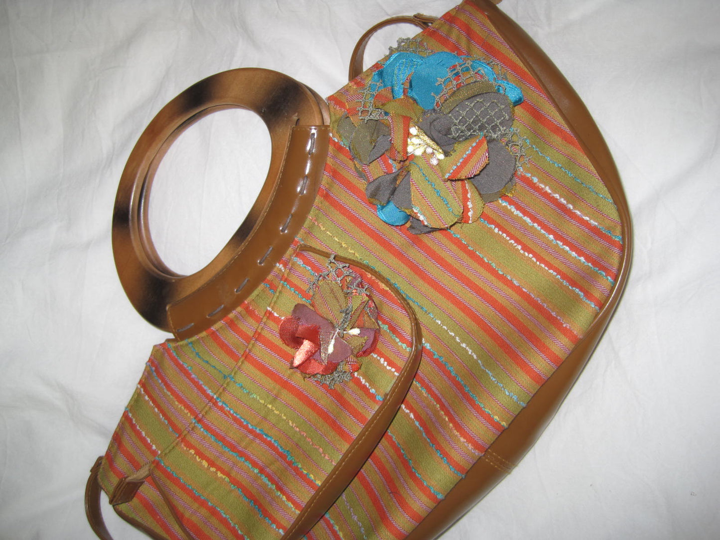 Vintage Bag and Matching Wallet with Flower Attachment