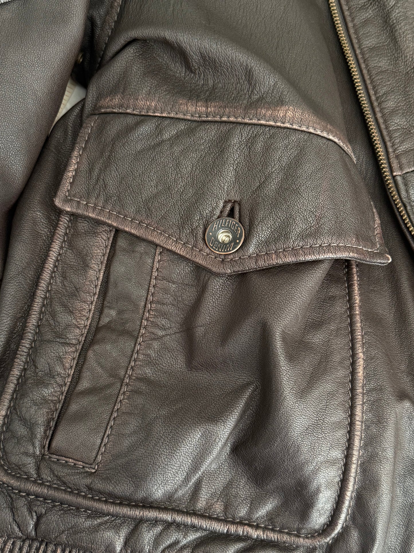 Vintage Tommy Hilfiger Bomber Leather Jacket