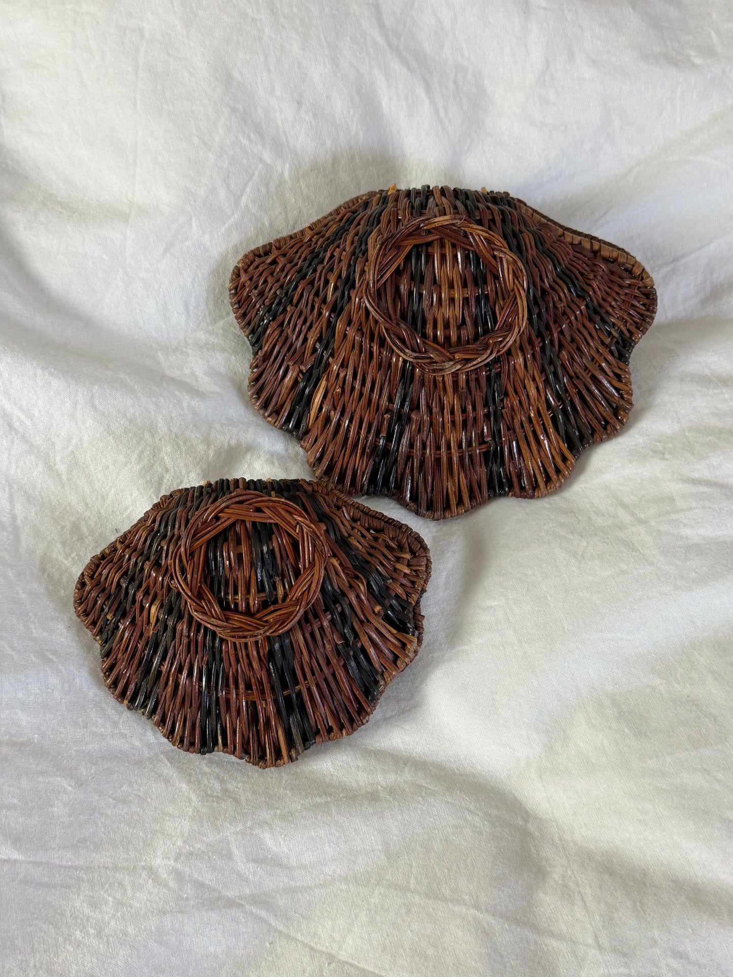 Vintage Wicker Shell Boxes