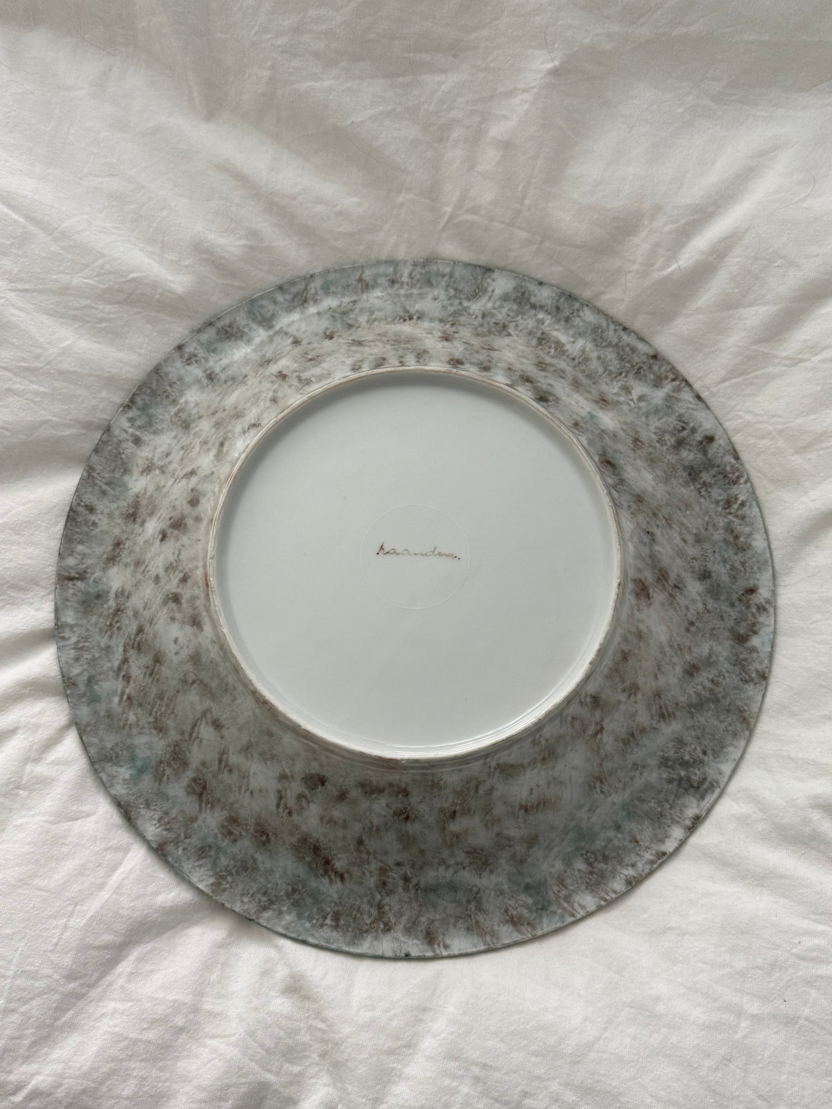 Vintage Hand Painted Pansy & Butterfly Ceramic Platter