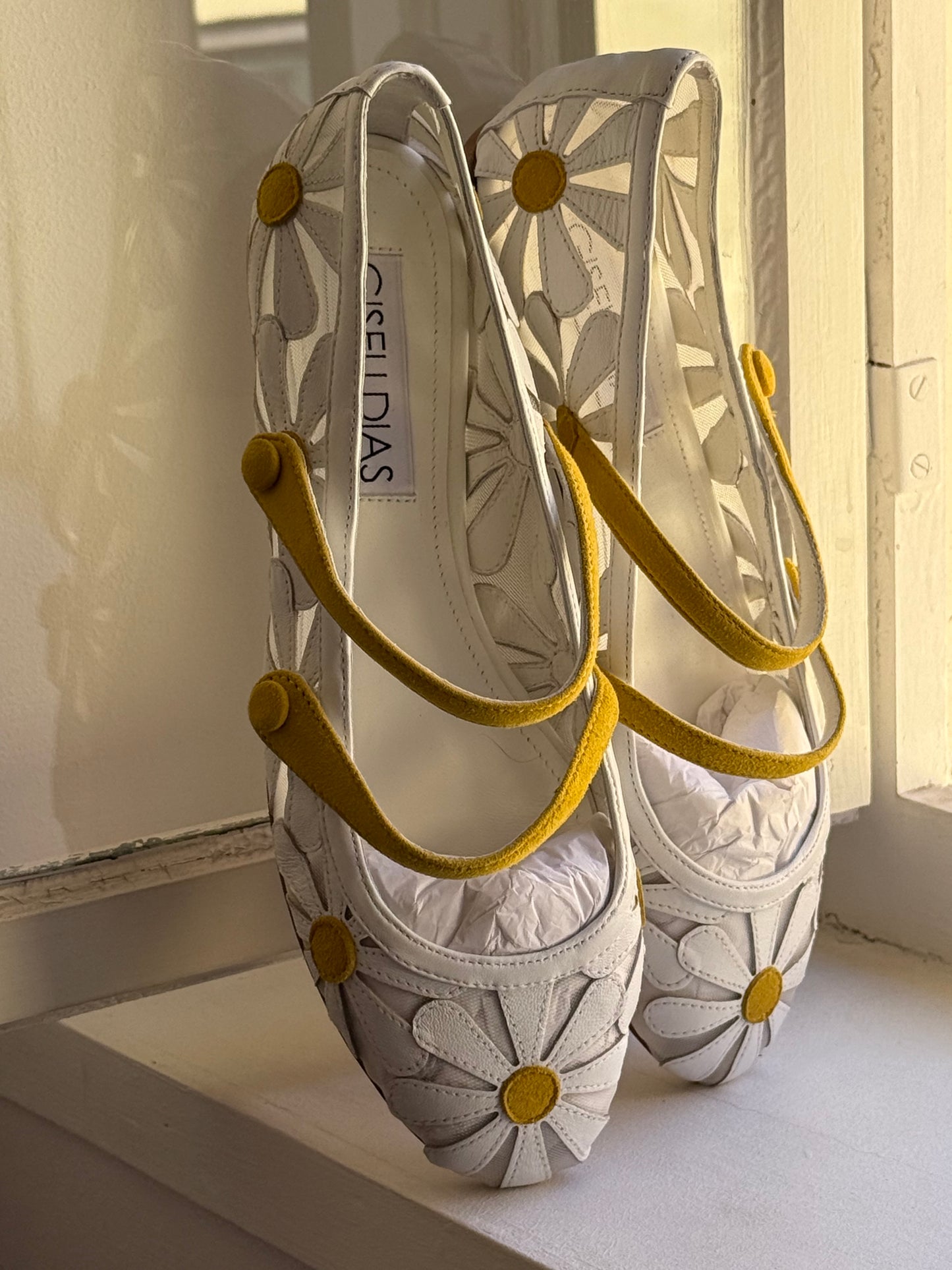 Gisel Dias Leather Daisy Ballet Flats